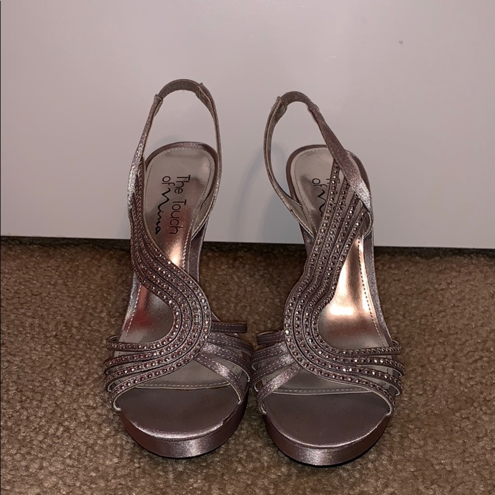 Silver heels with beading